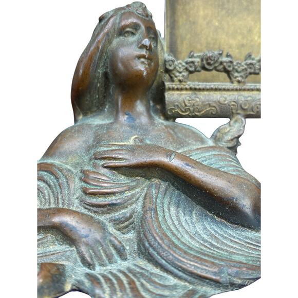 Antique 20th Century Bronze Detailed Maiden Tintype Picture Ornate Table Frame - Picture 13 of 15